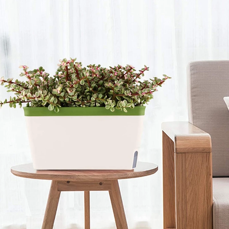 

3 Pack Self Watering Planter Pot Rectangle 10.5 Inch with 7 Pack Self Watering Hanging Planters 7 Inch