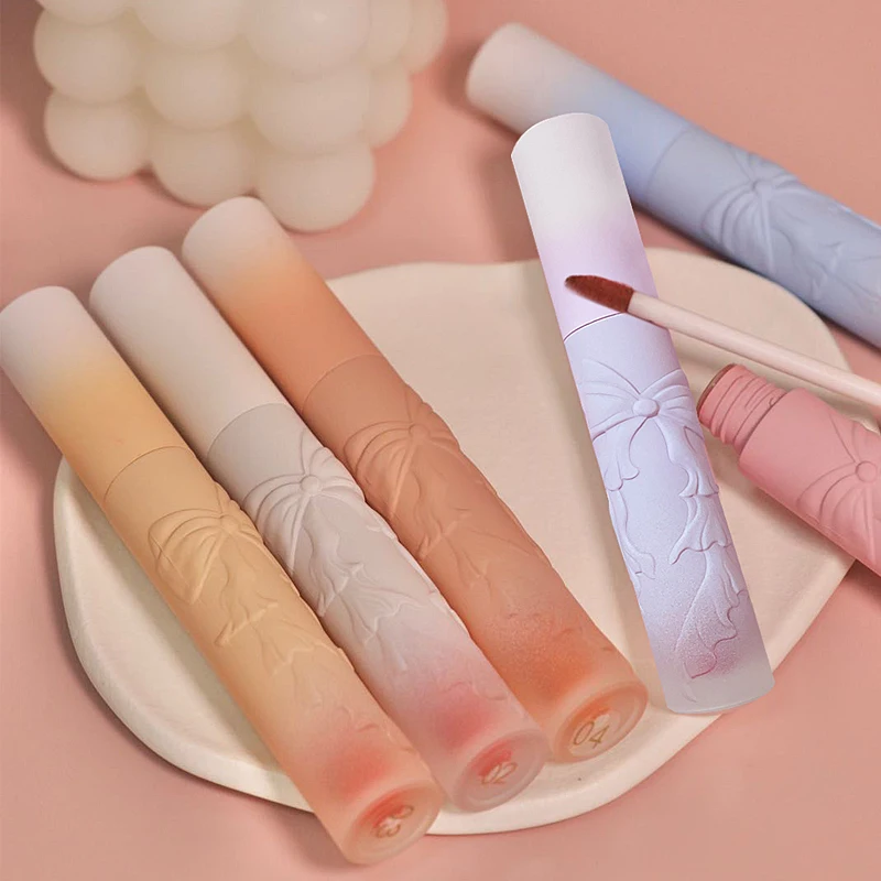 

Embossed Bowknot Lip Mud Velvet Matte Velvet Lip Glaze Waterproof Non-marking Lipstick Long Lasting Lip Tint Makeup Cosmetic