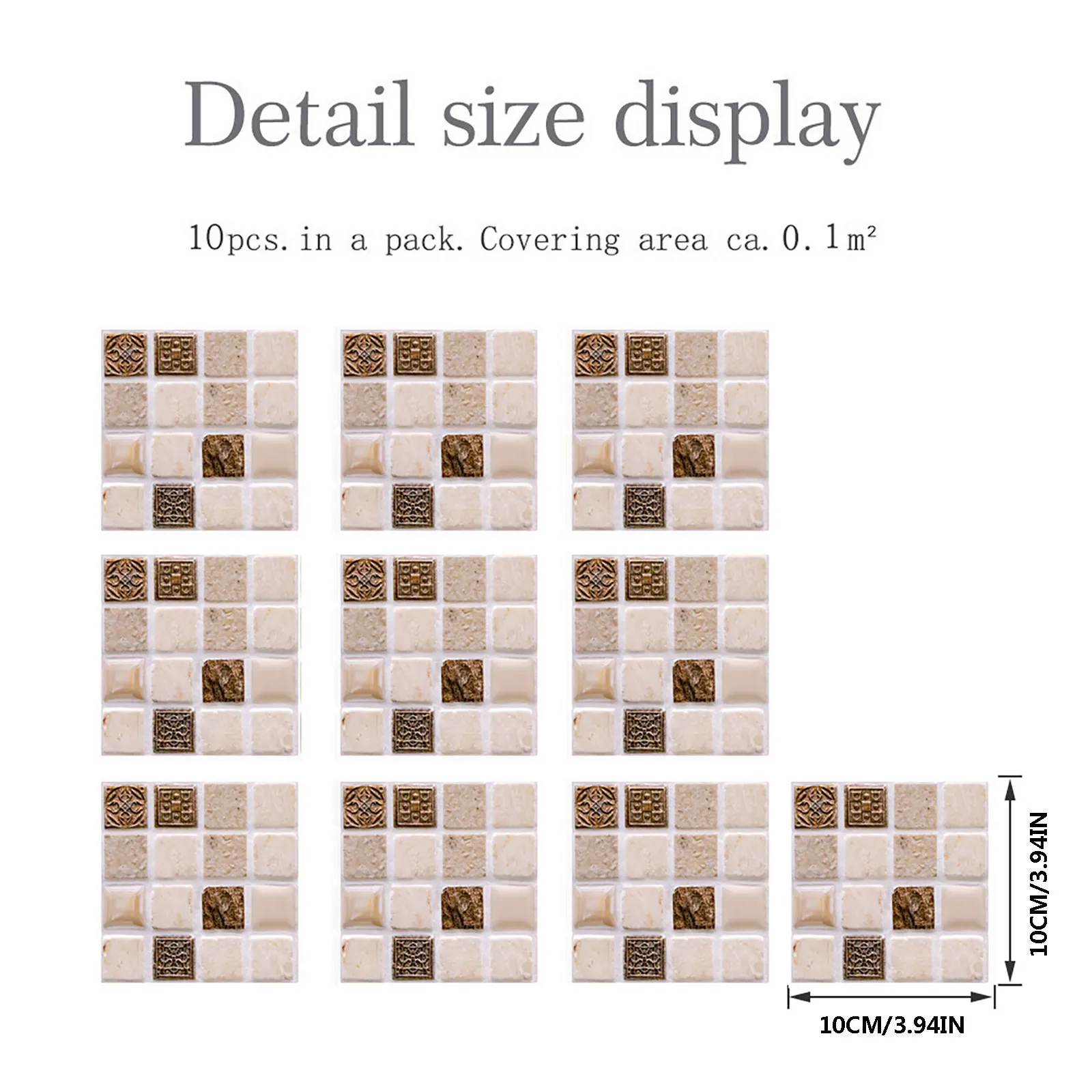 

30# 10pc 3D Crystal Tile Stickers DIY Waterproof Self-adhesive Wall Stickers Wallpaper Home Decor Living Room Plaid Wallpapers