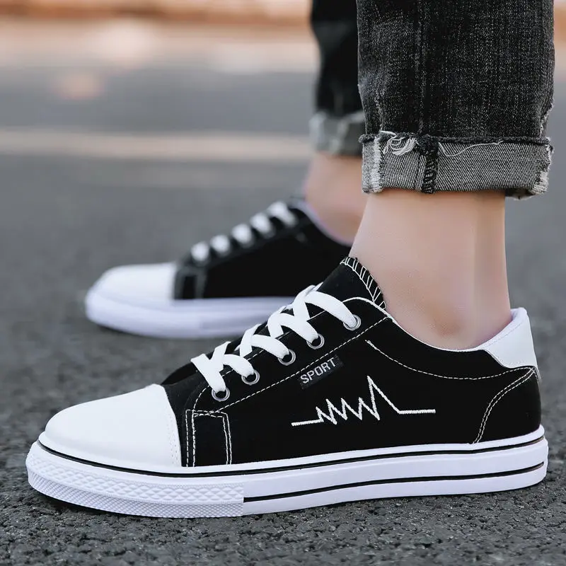 Мужские кроссовки на вулканизированной подошве модная повседневная парусиновая