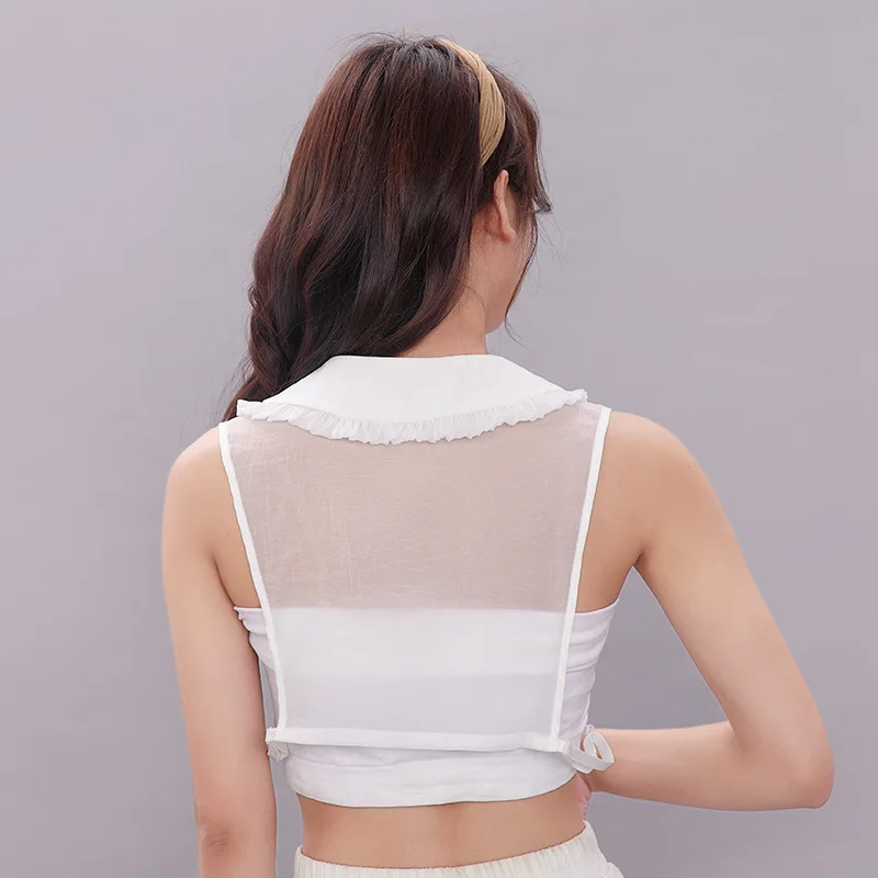 Linbaiway 2021 белые блузки рубашка ложный воротник винтажный женский съемный половина