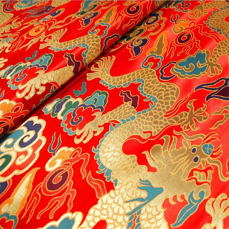 

CF1136 красная/Золотая/синяя Дракон жаккардовая шелковая парчовая ткань китайская одежда Чонсам ткань для платья куртки Сделай Сам шитье шелковые ткани
