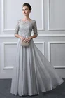 Платье для матери невесты с коротким рукавом 2022, кружевное серебристое платье-трапеция с аппликацией, шифоновое вечернее платье для выпускного вечера
