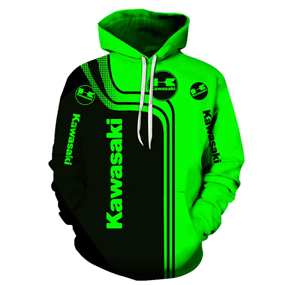 

Sudadera con capucha con Logo de Kawasaki para hombre, ropa deportiva con estampado Digital 3D, chaqueta informal Harajuku, suda