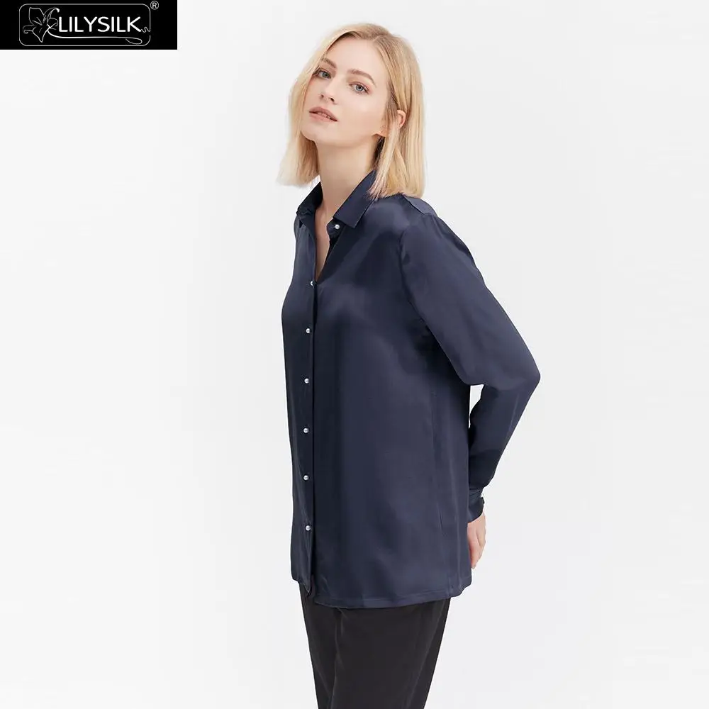Женская шелковая рубашка LilySilk с жемчужными пуговицами бесплатная доставка |