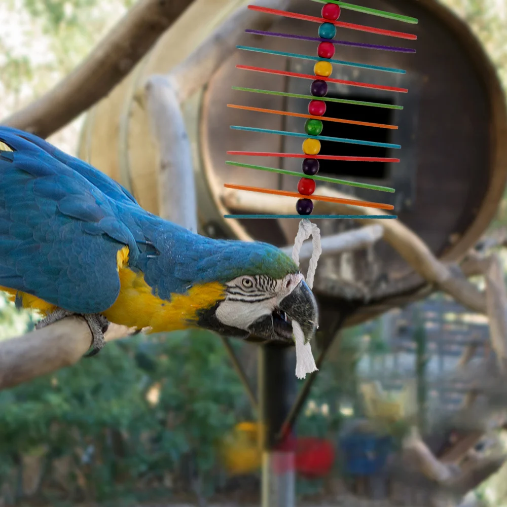 

2 Pcs Bird Swing Toys Parrot Chewing Hanging Toys Bird Bite Toys Wooden Blocks