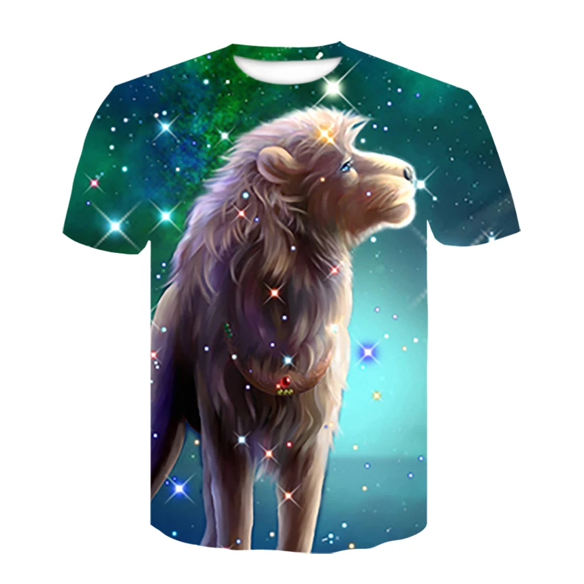 Футболка мужская с изображением Льва повседневная тенниска короткими рукавами