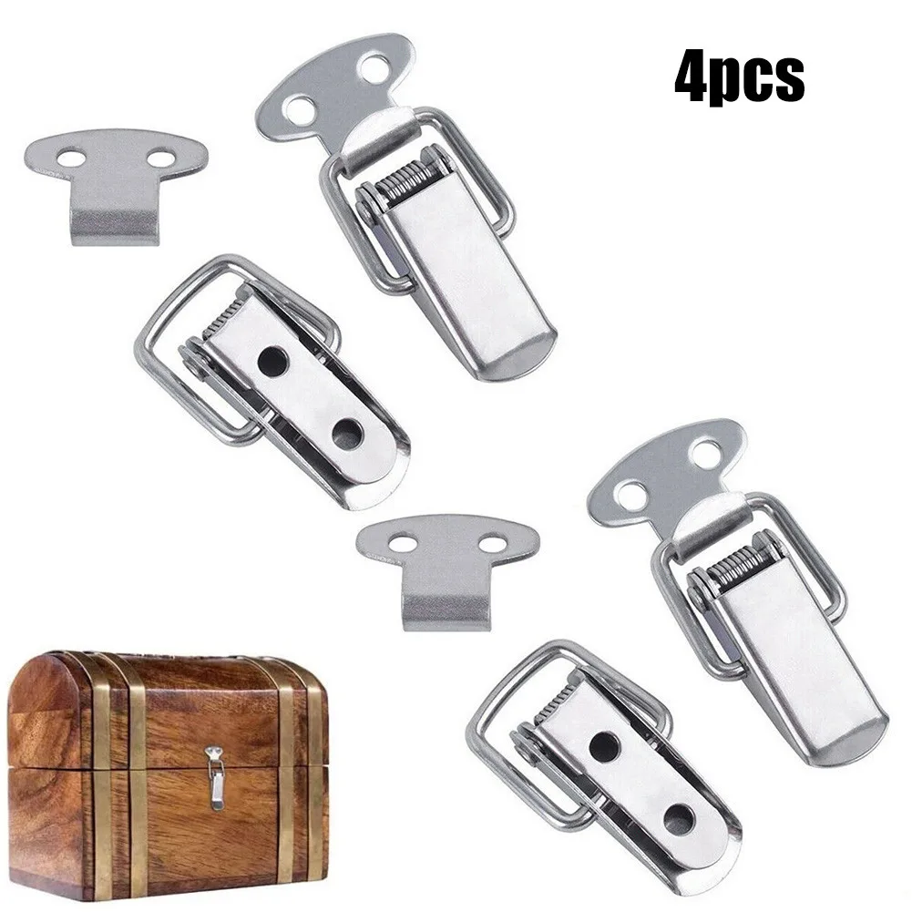 

4PCS Stainless Steel Spring Loaded Clamp Clip Case Box Latch Catch Toggle Spring Buckle Duckbill Small Locking Buckle