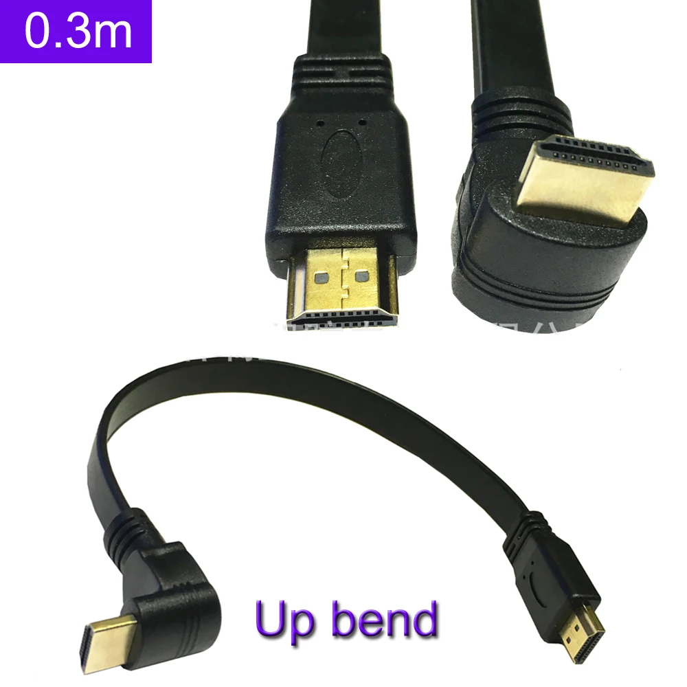 

1FT плоский тонкий Высокоскоростной HDMI удлинитель A Male to A Male 90 градусов угол вверх/вниз изгиб AM/AM