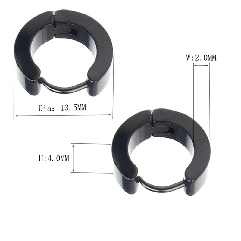 

3/5Pair 4mm Width Men Women Stainless Steel Rock Style Earrings Pierced Round Hoop Earrings For Men Women Unisex Earrings