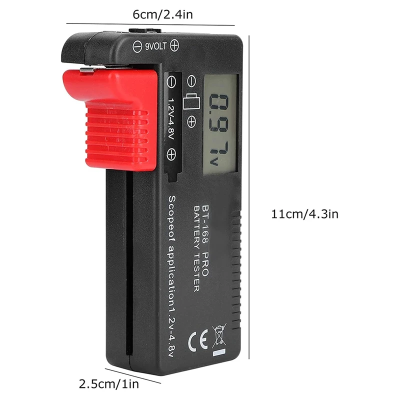 

Battery Tester, 2PCS Digital Battery Capacity Checkered Tester Voltage Checker Battery Test Tool BT-168D Pro
