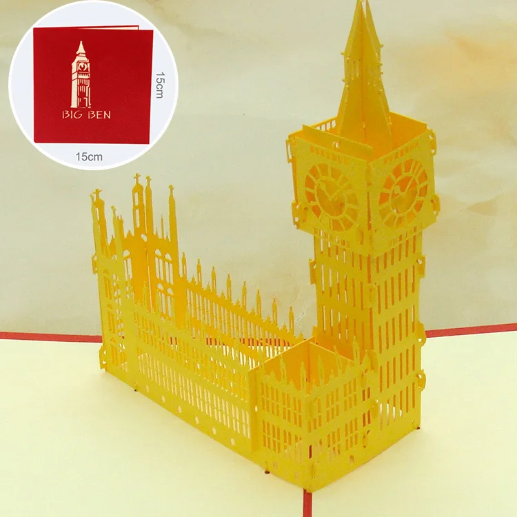 big ben-yellow 3D всплывающие открытки на день рождения 3D миниатюрные Пригласительные открытки мировые аттракционы визитная открытка подарки для мальчиков поздравительная открытка туристическая открытка - Цвет: big ben-yellow