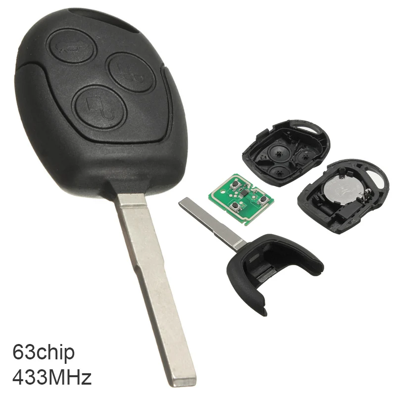 

433 МГц 3 кнопочный ключ без ключа, необработанный откидной умный дистанционный ключ с чипом 4D63 для Ford Focus Mondeo Fiesta Galaxy S Max 2004-2011