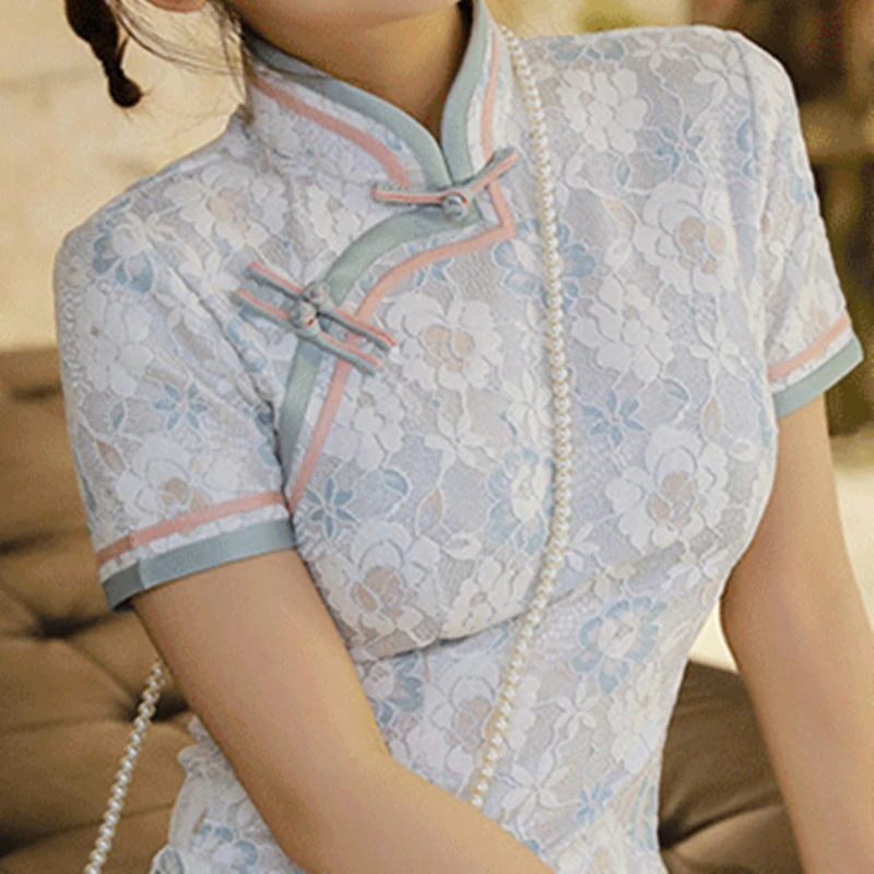 2020 китайское платье с принтом женское коротким рукавом улучшенное традиционное