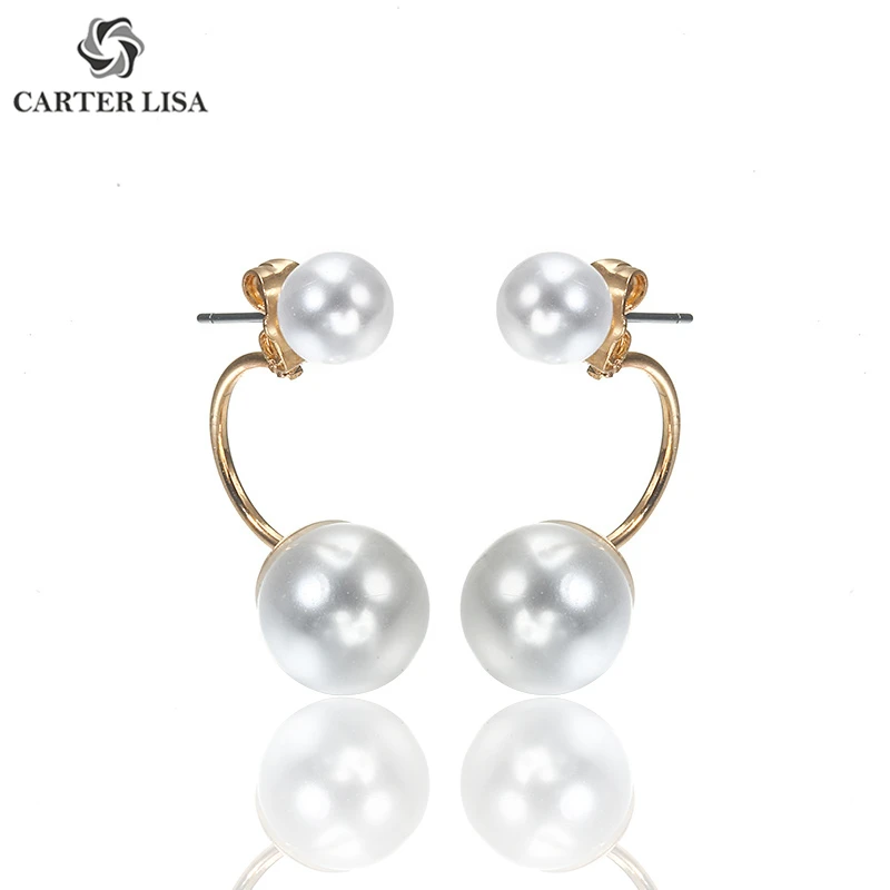 CARTER LISA хит продаж посеребренные Двухсторонние серьги гвоздики с искусственным