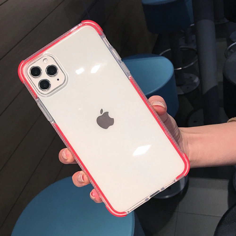 Двухцветный Прозрачный чехол для телефона iPhone 11 Pro 7 8 6 6S Plus X XR XS Max прозрачный