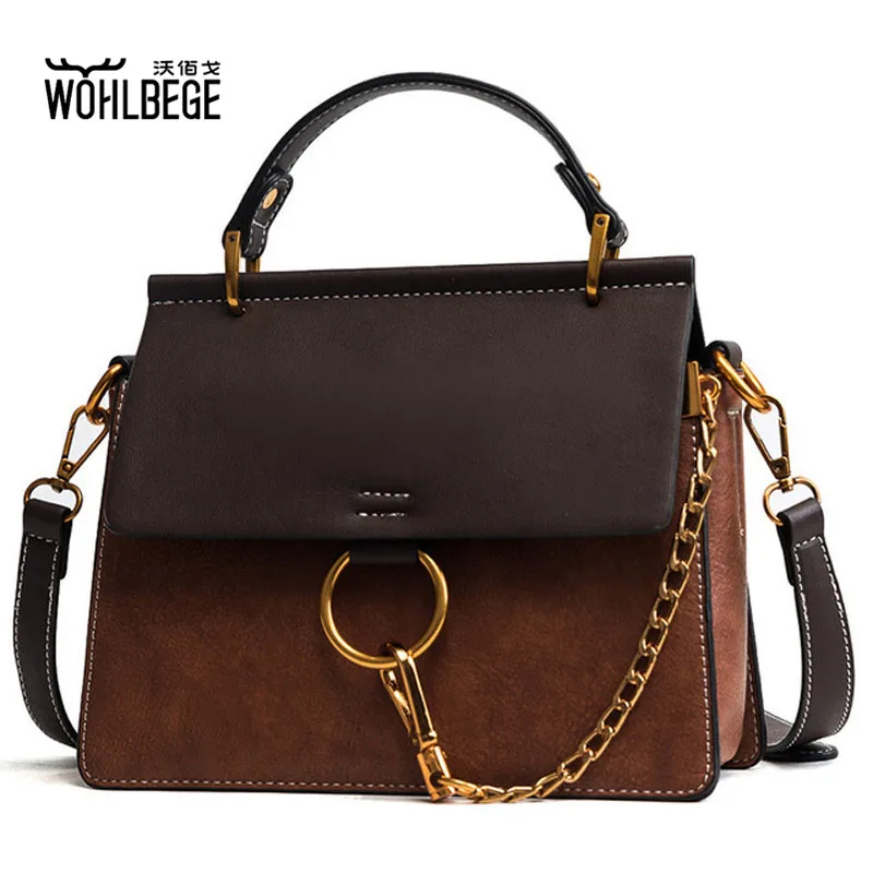 Женская сумка из искусственной кожи с металлическим кольцом простая на плечо