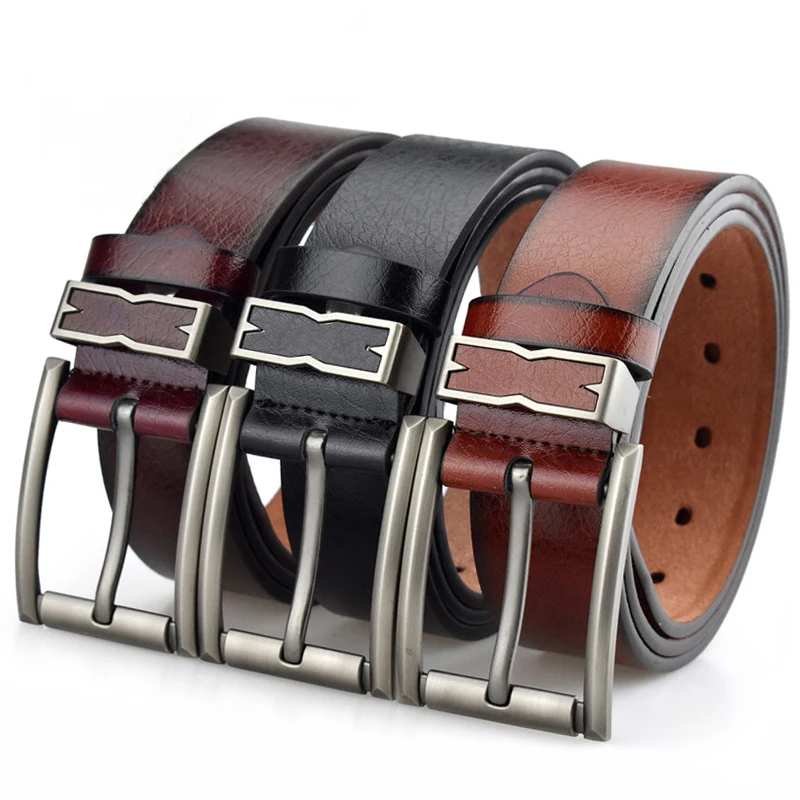 Anpudusen alloy Men's leather pin buckle jeans belt fashion business leather quality leather belt men male