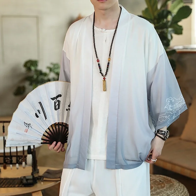 

Summer Yukata Men Japanese Male Kimono Karate Cardigan Kimono Shirt Men Haori Kimonos Traditional Japanese Mens Clothing V2218