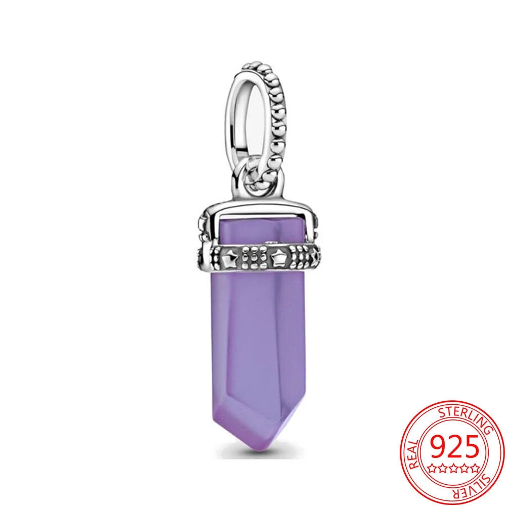 

Trendy 925 Sterling Silver Romantic Pink Crystal Pendant Charm Fits Brand Moment Bracelet Exquisite Decoration