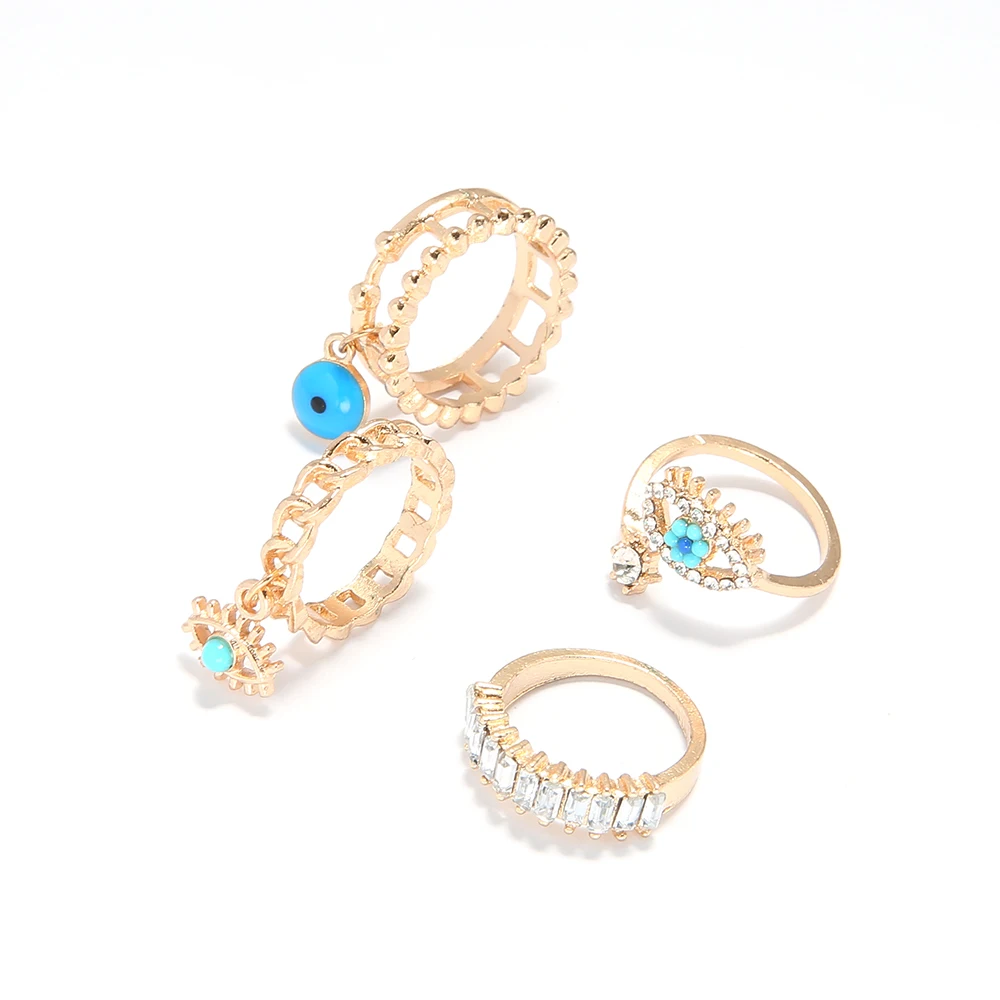 Винтажный зловещий глаз кольца комплекты геометрический несколько слоев f: