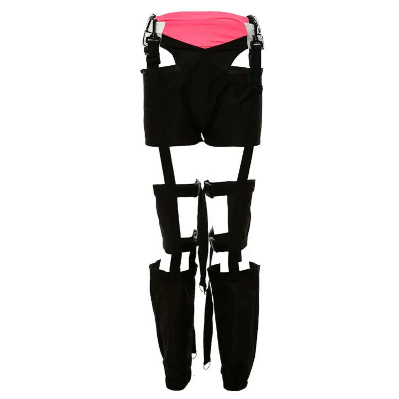 

Girls Punk Pants Gothic Street Holes Cut Out Cargo Pants with Garter Hip Hop Harajuku Hollow Out Buckle Cool Trouser Women