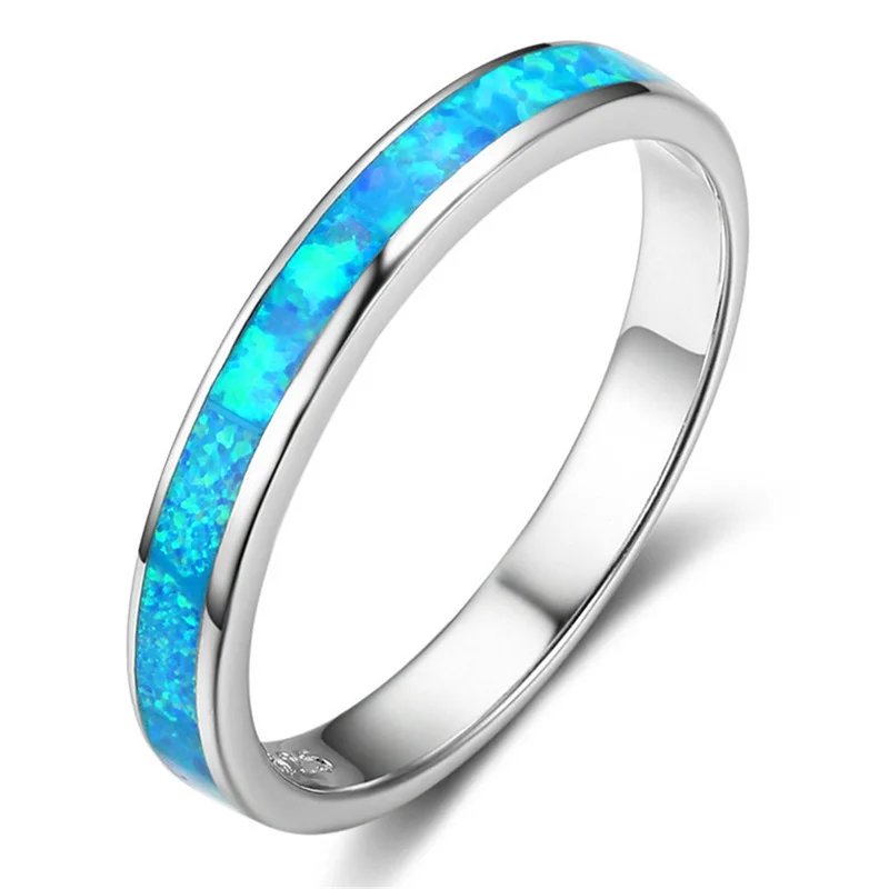 Exquisite White / Blue Fire Opal Ring Simple Wedding Engagement For Man Woman Fashion Gift | Украшения и аксессуары