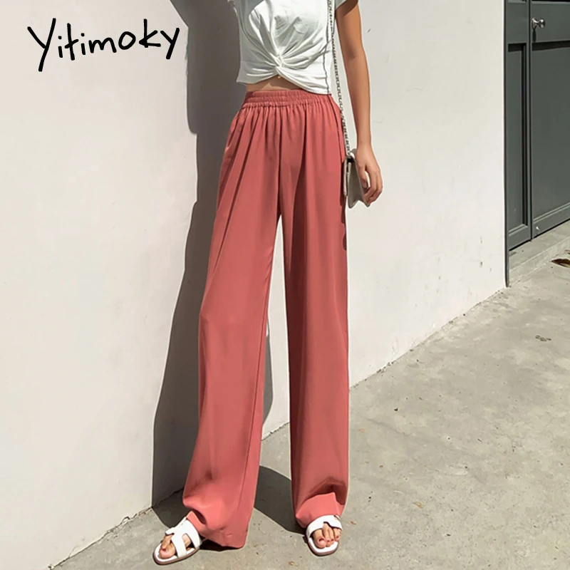Yitimoky брюки женские 4 цвета широкие для женщин 2020 повседневные длинные с