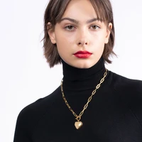 enfashion heart pendant necklaces for women gold color stainless steel choker necklace fashion jewelery party wholesale p203148