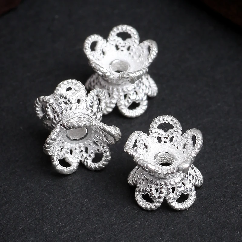 1 шт 925 стерлингового серебра разделители полые пять лепестков цветок бусины