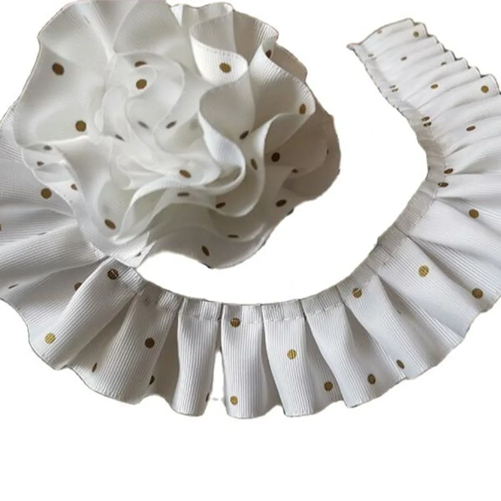 1 м Новая плиссированная кружевная ткань 3 8 см в горошек аппликация с кружевной