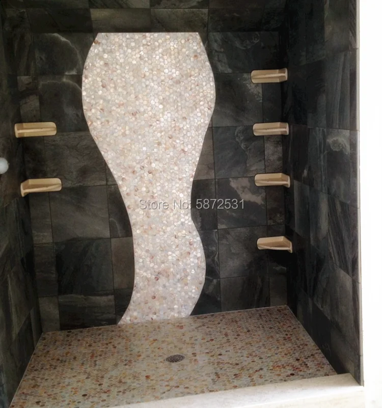 

Luxury Natural Hexagon Shell mosaic tiles for home decoration Hotels TV back wall Shell wall sticker for swimming pools