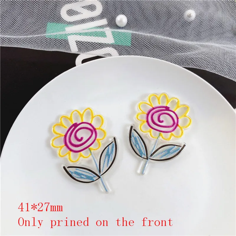 Летний стиль 40 шт./лот рельефный эффект узор Мультяшные Цветы Форма Акриловая