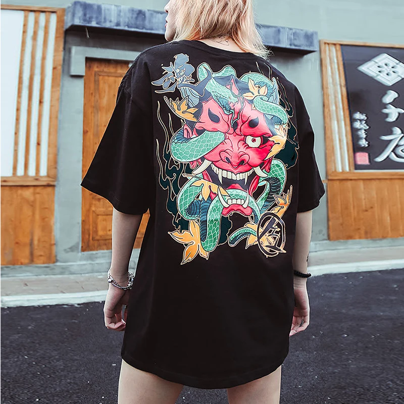 

Hop T Hip Shirt Women Snake Ghost T-shirt Harajuku Men Tshirt Cotton Short Sleeve Summer Tops Tee HipHop Back Printed