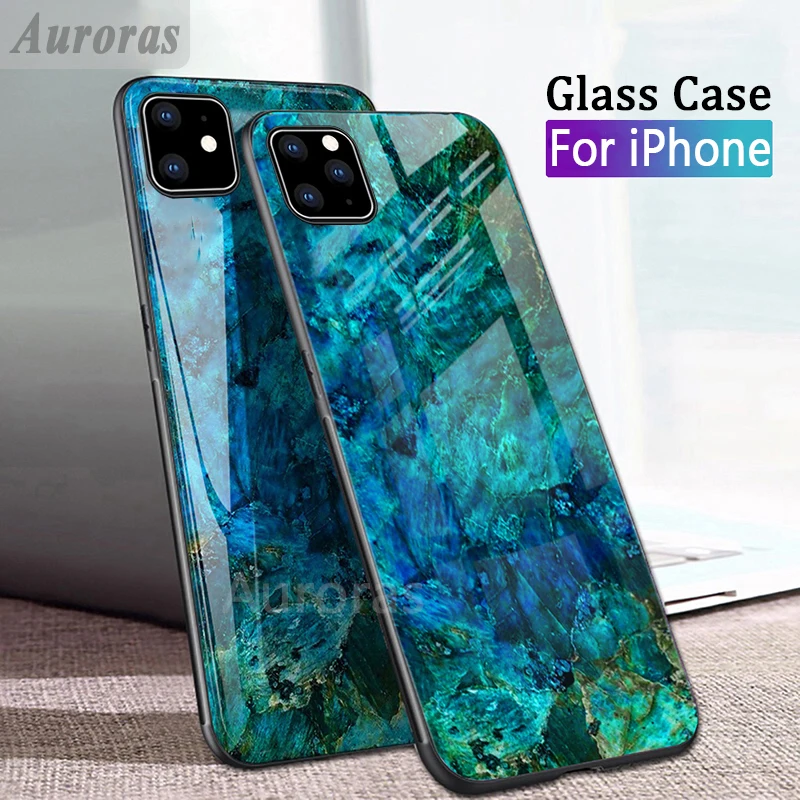 Auroras для Apple iPhone 11 11Pro чехол из закаленного стекла с мягкой рамкой ТПУ