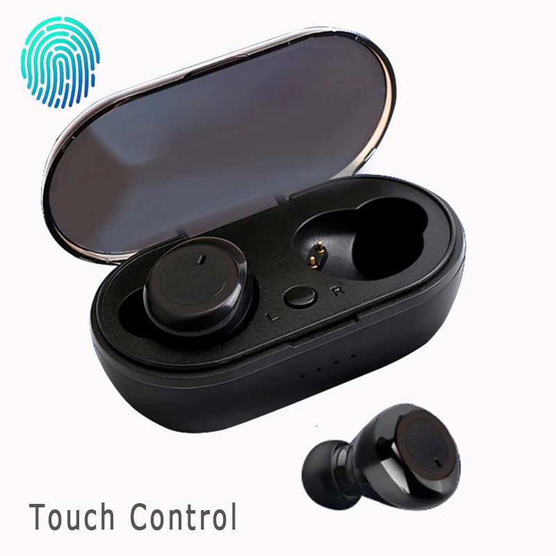 Беспроводные наушники от YOU FIRST Bluetooth 5.0 наушники TWS спортивные стерео bluetooth наушники гарнитура с загрузочной коробки - Цвет: Black Touch Control