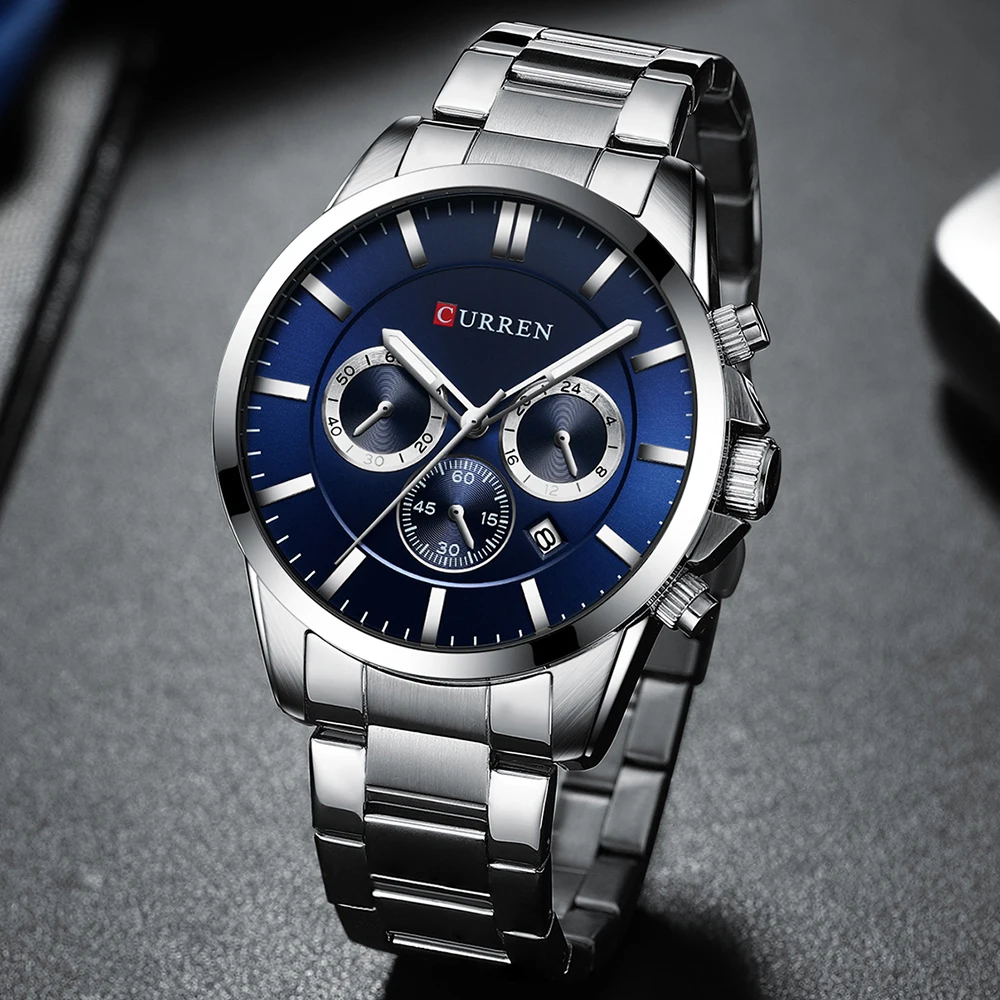 

New Watches Men Top Brand Luxury Quartz Watch Mens Casual Military Wristwatch Stainless Steel Clock with Chronograph