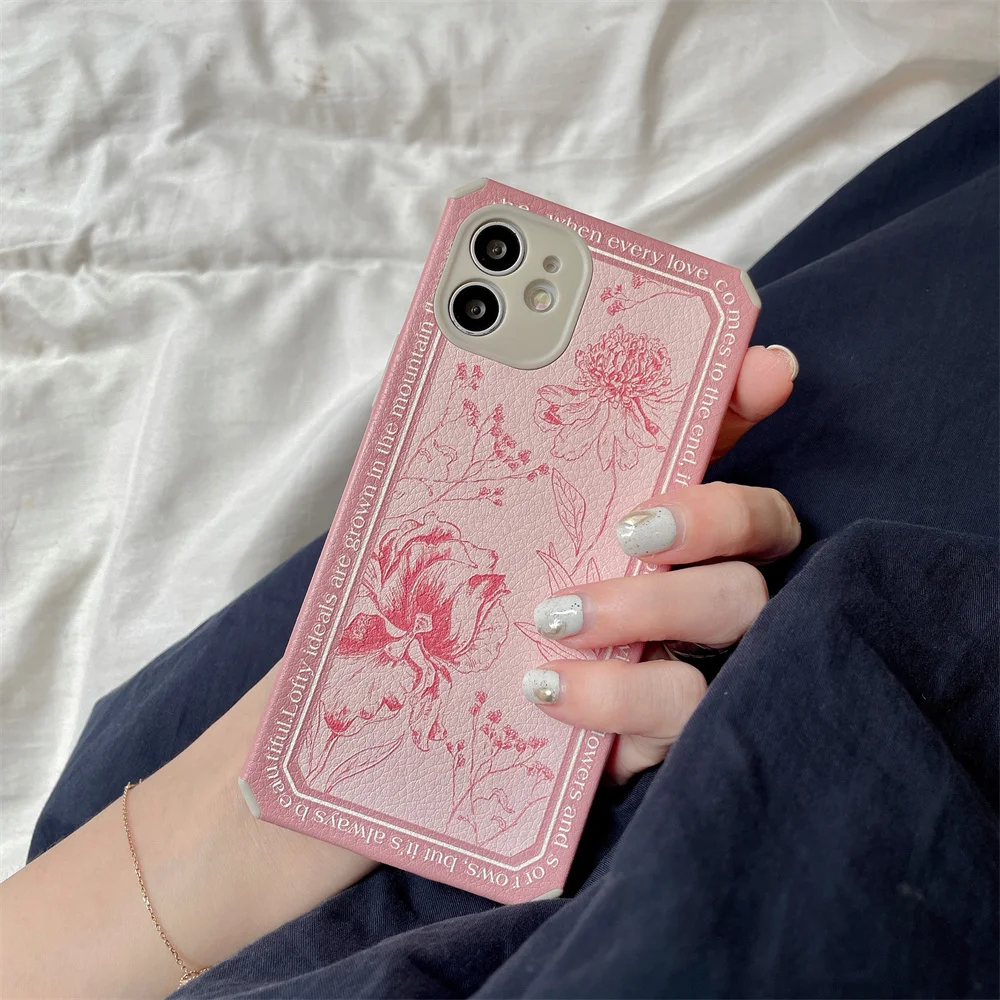 Роскошный чехол для телефона в французском стиле ретро с розовыми цветами iPhone 12 11