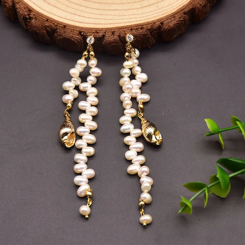 

Женские серьги-кисточки с натуральным пресноводным жемчугом