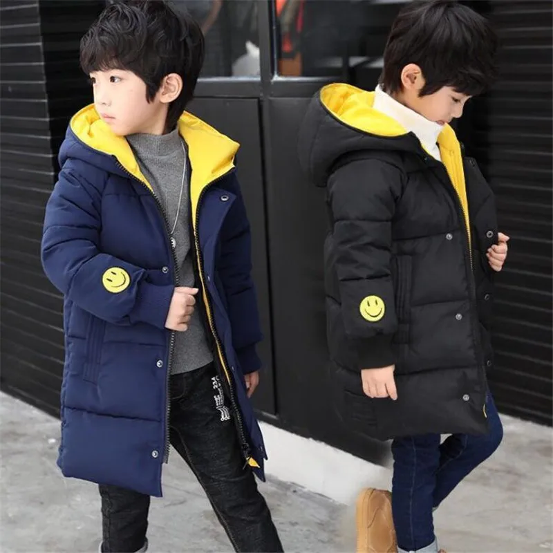 

JMFFY Winter Boys Winter Children Thickening Jackets 2019 Long Hooded Outerwear Coats Kids Cotton Children Clothing Boy 4-16T