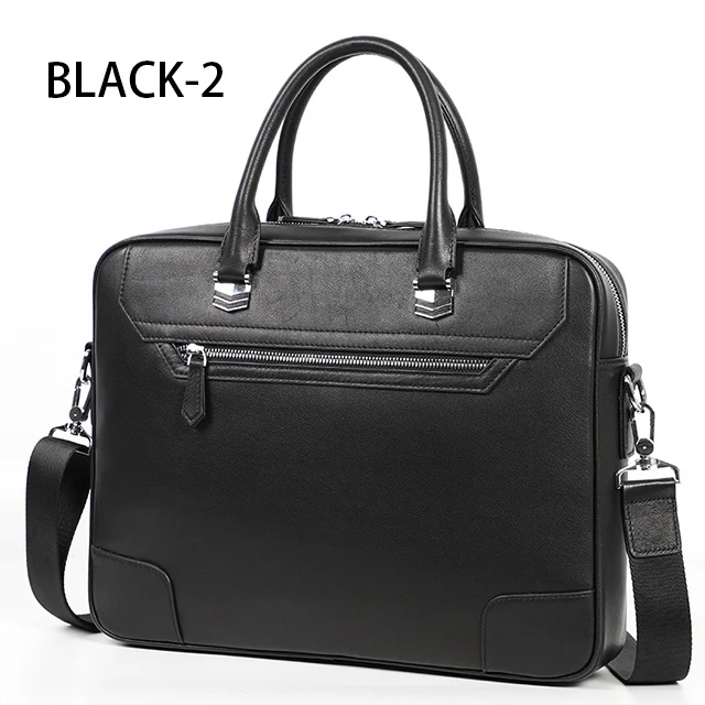 black 2 LUENSRO мужской портфель из натуральной кожи на плечо, сумка для ноутбука, Офисная сумка для мужчин, портфель s, коровья кожа, большая сумка для деловых людей - Цвет: black 2
