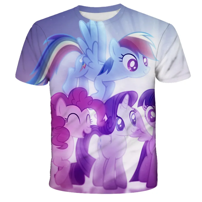 

3D fashion boy girl clothes cute unicorn T-shirt clothes toddler clothes boys and girls kids pony T-shirt clothing summer tops