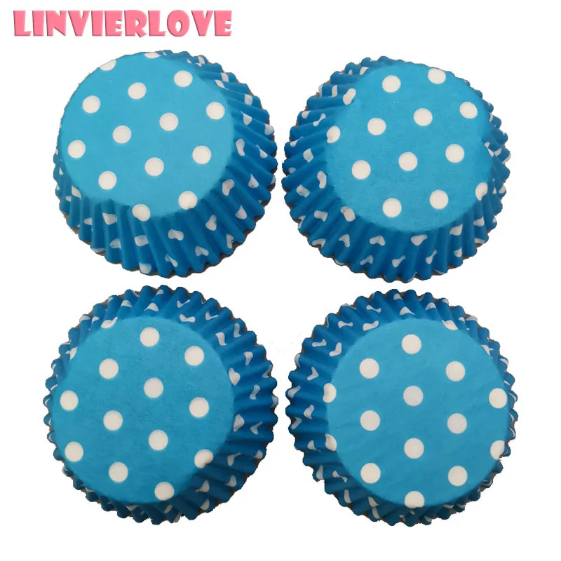 LINVIERLOVE 100 шт. синяя точка печати формы для маффинов бумажная форма пирога Кекс
