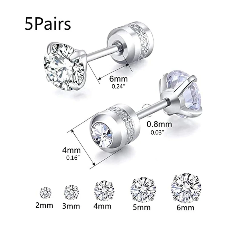 5 пар набор из гипоаллергенной нержавеющей стали | Украшения и аксессуары