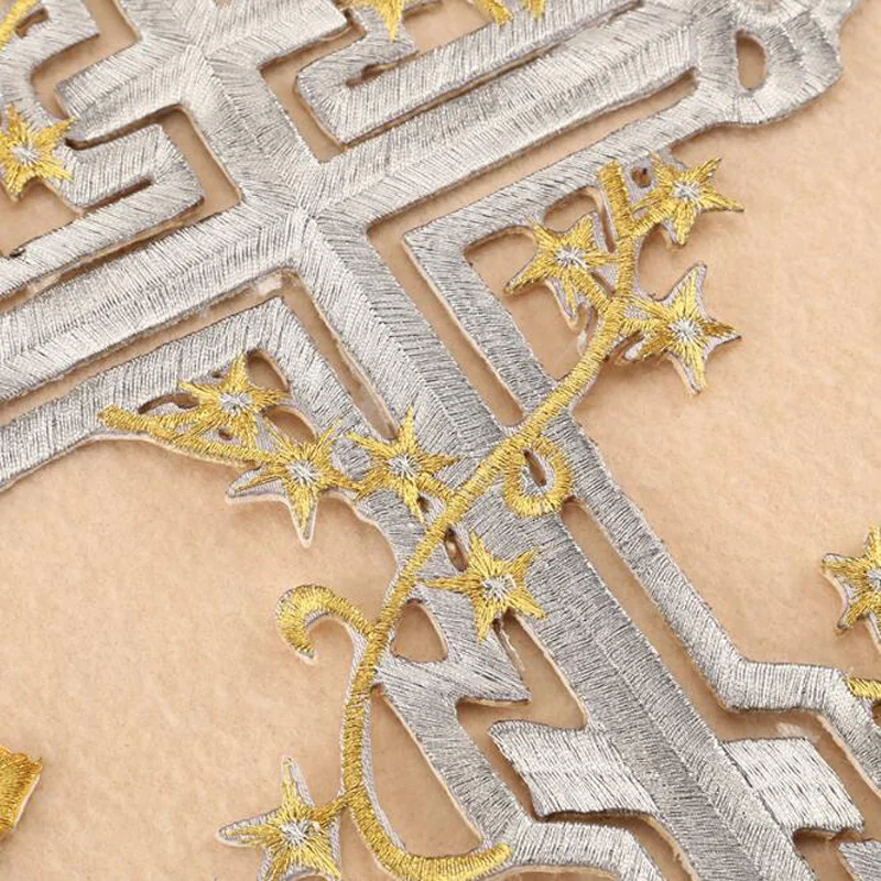 Нашивки с вышивкой золотые серебряные крестообразные вышитые готические значки