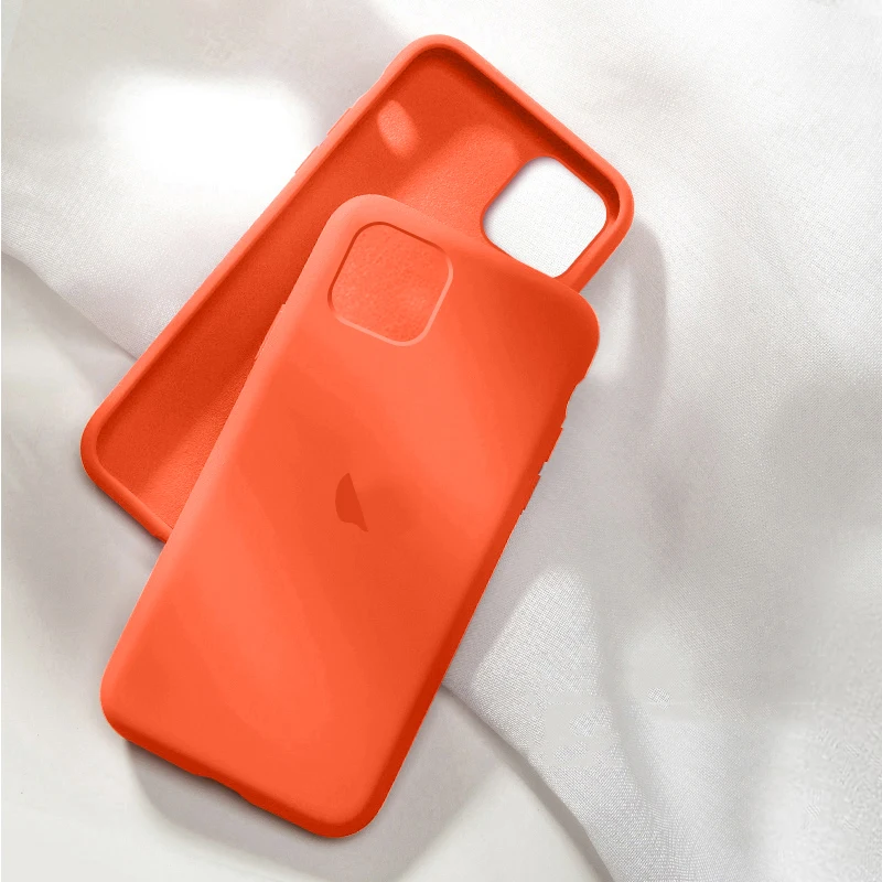 Orange red Официальный силиконовый чехол для Apple iphone X Xs max 7 8 6 S 6 S Plus X XR с логотипом чехол для iphone 11 Pro max чехол - Цвет: Orange red