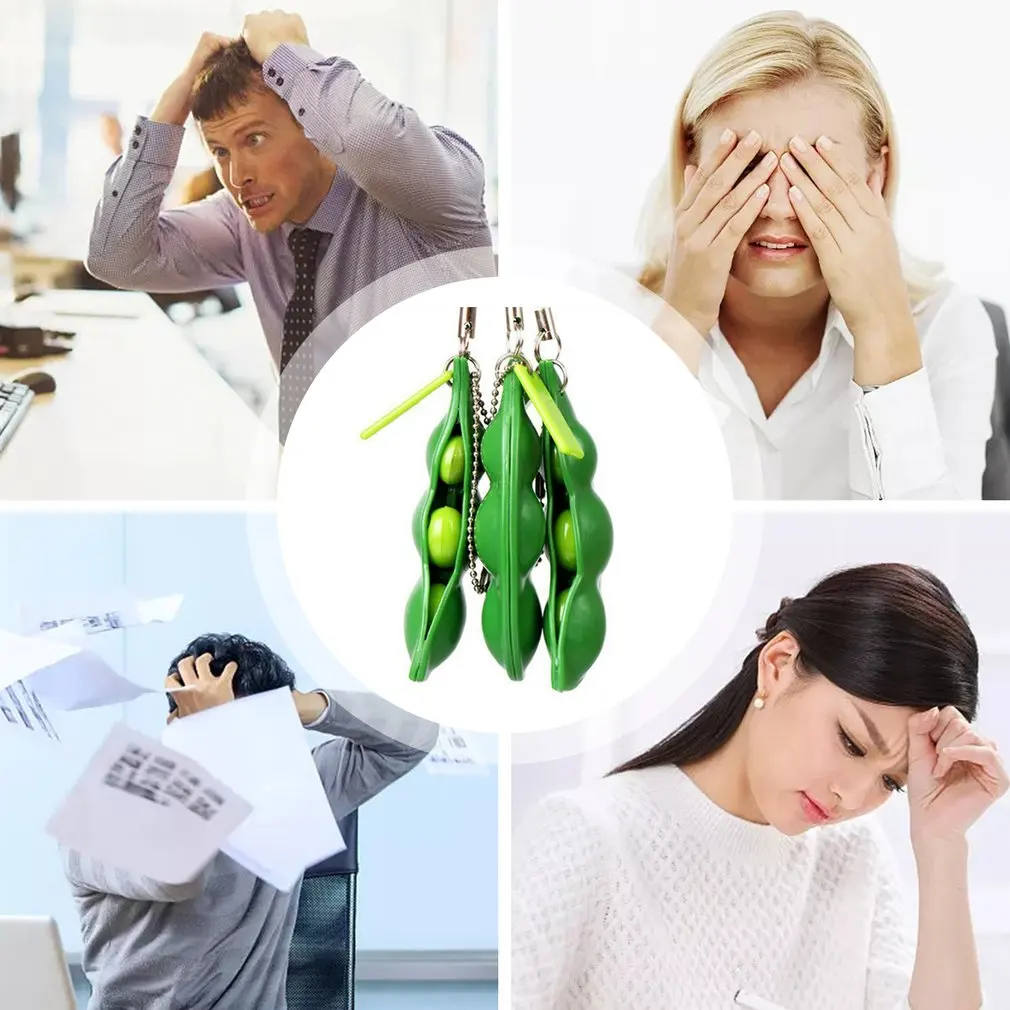 2pcs Fun Expression Edamame Soybean Bean Pea Keychain Phone Charm Stress Relieve Funny Toy Gifts Toys | Игрушки и хобби
