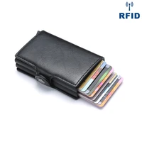 2022 anti rfid id card holder men business credit card holder unisex wallet male purse pu leather cardholder double aluminum box