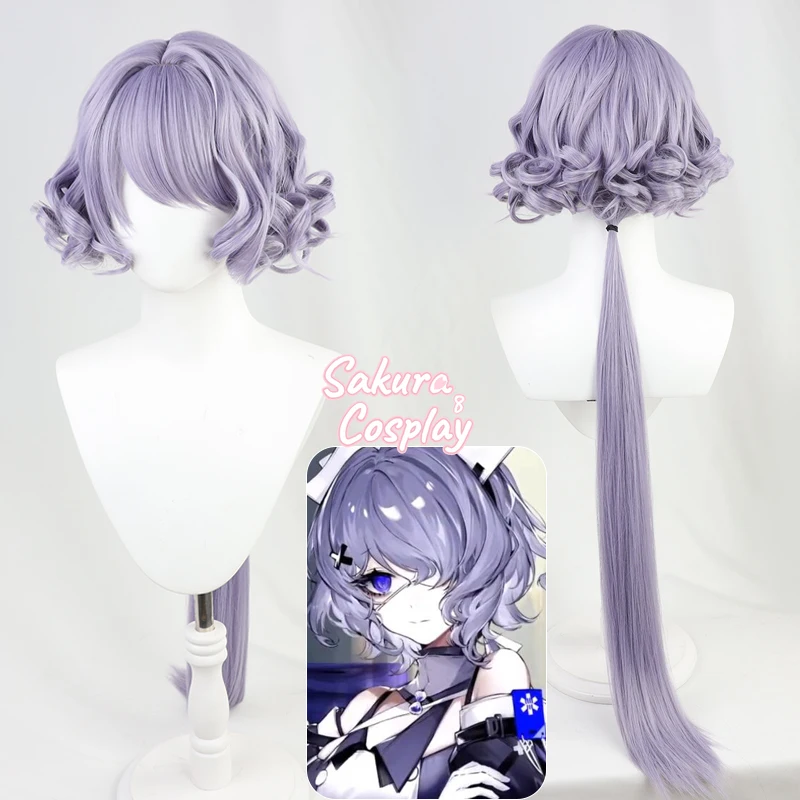 

Game Arknights Whisperain Cosplay Long Purple Curly Costume Heat Resistant Synthetic Hair Halloween Carnival Party + Wig Cap