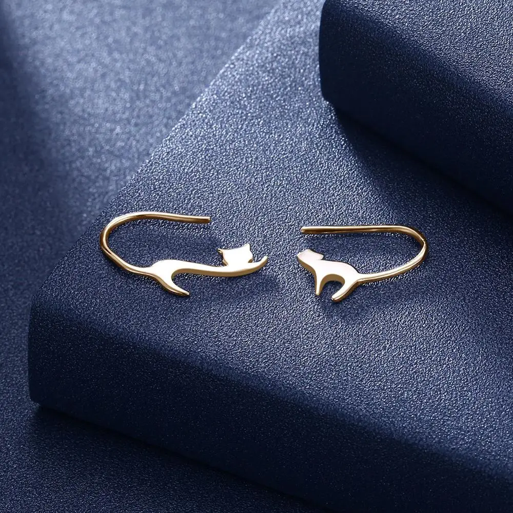 silverhoo 925 sterling silver earrings 2021 fashion kitten design luxury brand earrings for women hot sale engagement gifts free global shipping